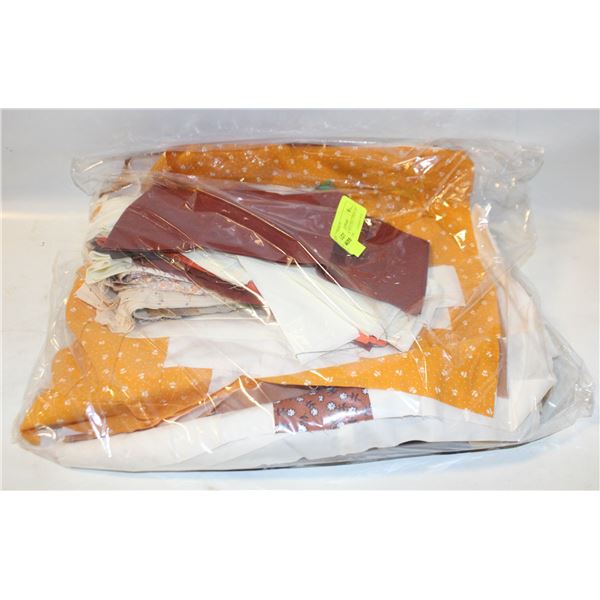 13 SQUARES & MULTIPLE STRIPS OF MATERIAL FOR