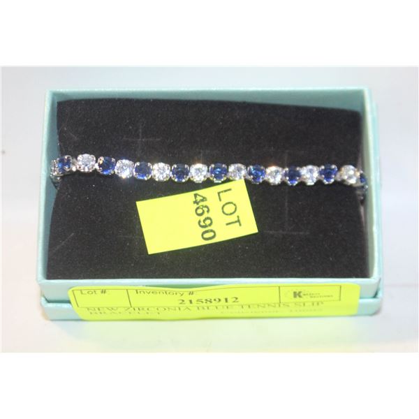NEW ZIRCONIA BLUE TENNIS SLIP BRACELET