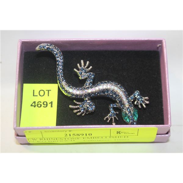 NEW RHINESTONE EMBELLISHED GECKO BROOCH