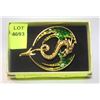 Image 1 : NEW WINGED DRAGON GOLD TONE GREEN ENAMEL