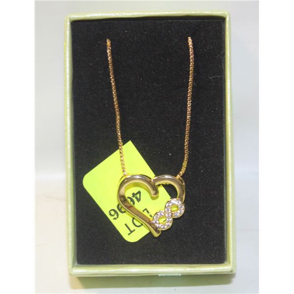NEW INFINITY GOLD PLATED HEART PENDANT