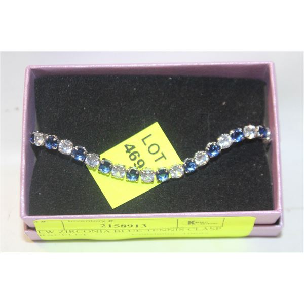 NEW ZIRCONIA BLUE TENNIS CLASP BRACELET