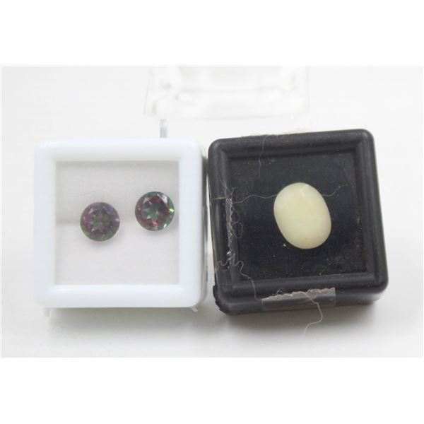 #259-NATURAL YELLOW  OPAL 2.95CT & MYSTIC QZ 2.5CT