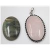 Image 1 : #244-NATURAL LABRADORITE STONE & ROSE QZ PENDANT