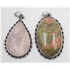 Image 1 : #239 NATURAL UNAKITE & ROSE QUARTZ PENDANT