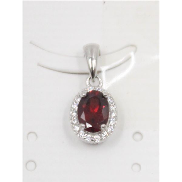 #189-NATURAL RED GARNET & CZ PENDANT