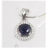 Image 1 : #196-NATURAL BLUE SAPPHIRE  & CZ PENDANT