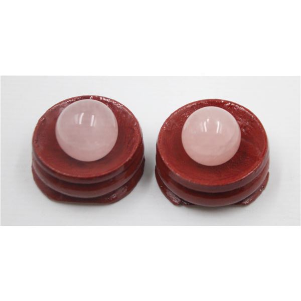 #59-NATURAL ROSE  QUARTZ SPHERE BALL +STAND