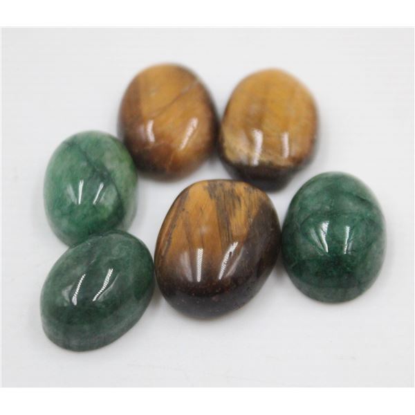 #24-NATURAL TIGER EYE & EMERALD GEMSTONES 75.90 CT