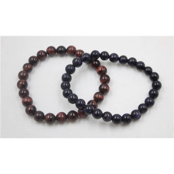 #101-NATURAL BLUE SAND STONES, RED TIGER EYE 8MM/7