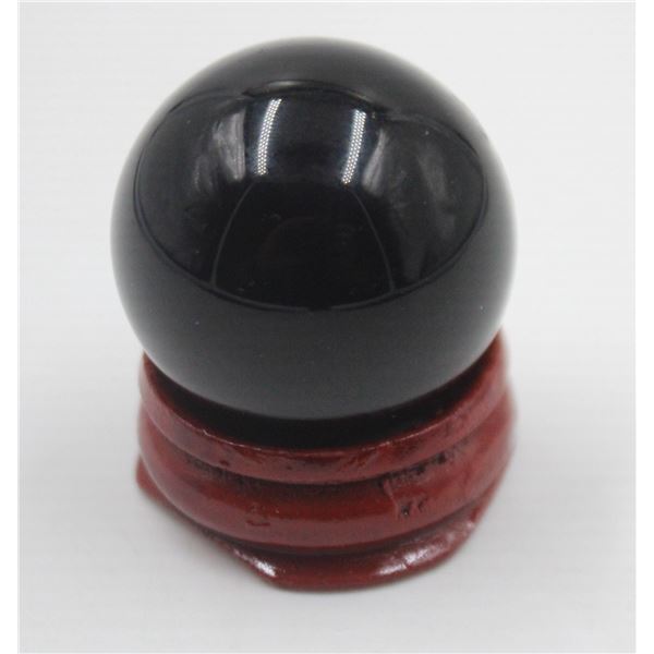 #55- NATURAL BLACK OBSIDIAN SPHERE BALL +STAND