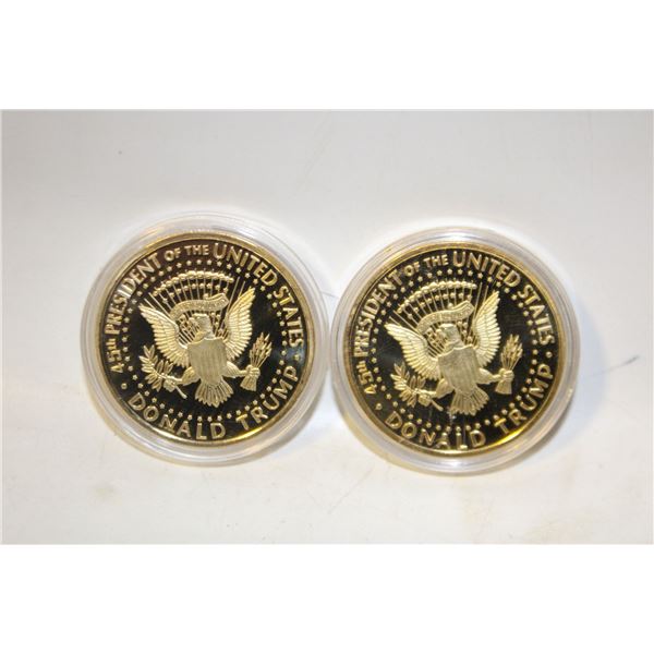 2PCS PRESIDENT TRUMP 2018 GOLD PLATED COINS