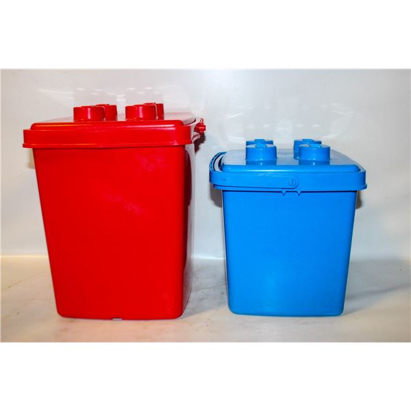 VINTAGE LEGO STORAGE BUCKET W/LID- LOT OF 2