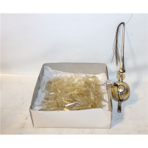 VINTAGE WEST GERMAN GLASS TREE TOPPER W/