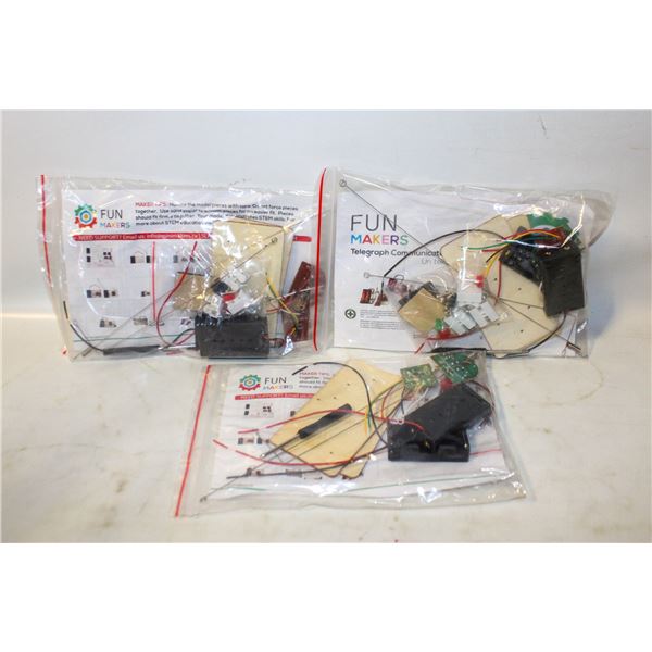 3 X TELEGRAPH COMMUNICATORS- FUN MAKERS WOODEN