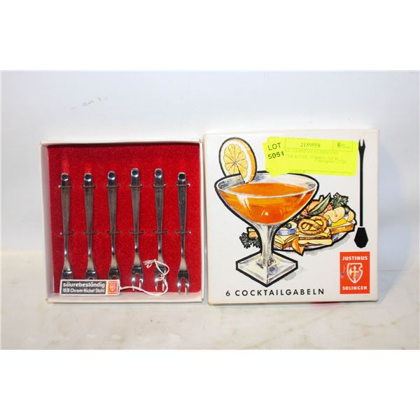 VINTAGE GERMAN STAINLESS STEEL COCKTAIL FORKS- NEW