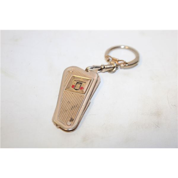 VINTAGE PLYMOUTH BELMONT METAL KEYCHAIN