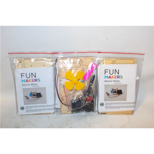 3 X ELECTRIC MOTOR WOODEN MODEL KITS BY FUN MAKERS