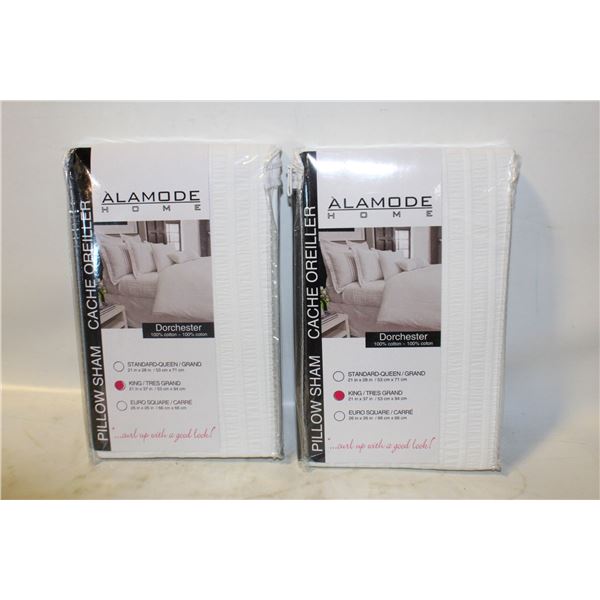 2 X KINGSIZE 100% COTTON PILLOW SHAMS