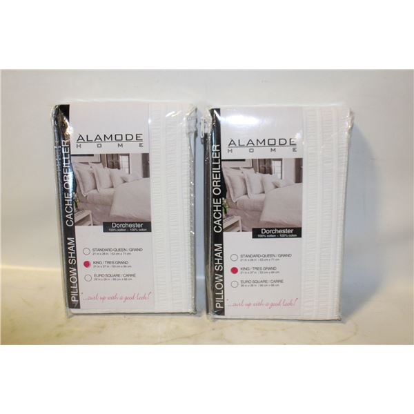 2 X KINGSIZE 100% COTTON PILLOW SHAMS