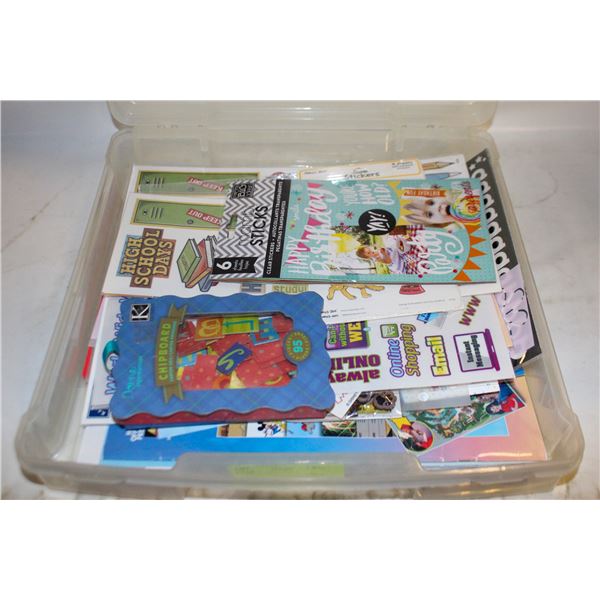 SCRAPBOOKING TOTE W/ PAPER/STICKERS/STENCILS/ETC