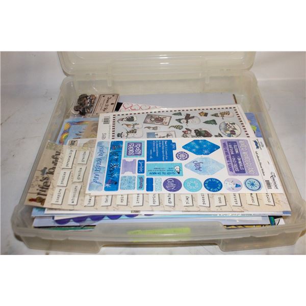SCRAPBOOKING TOTE W/ PAPER/STICKERS/STENCILS/ETC