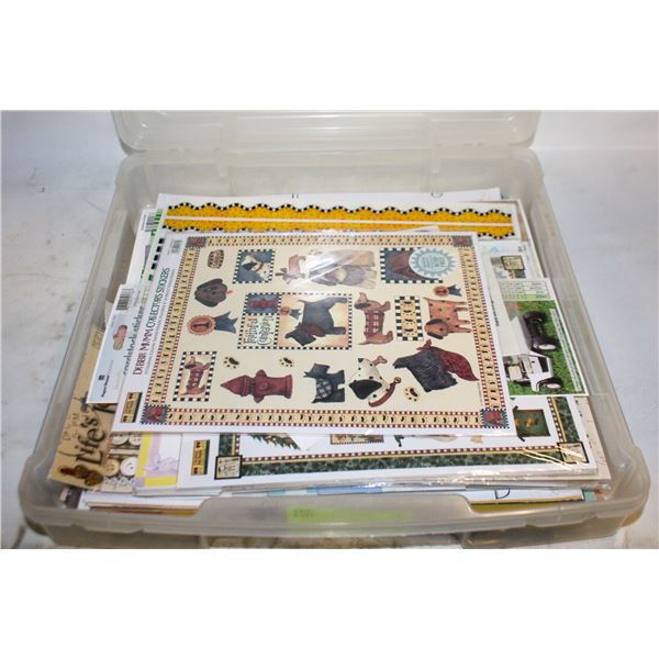 SCRAPBOOKING TOTE W/ PAPER/STICKERS/STENCILS/ETC