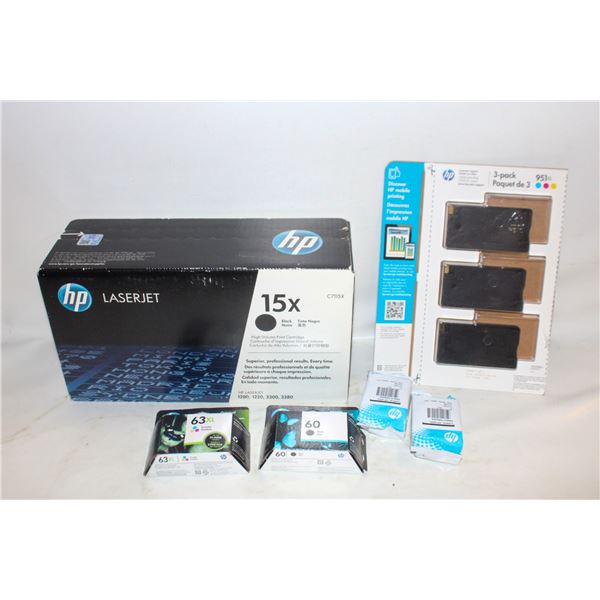 NEW HP TONER AND INK CARTRIDGE LOT