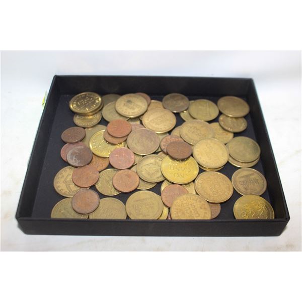 LOT OF OLD CANADIAN PENNIES+CASINO TOKENS