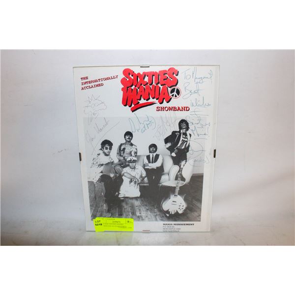 VINTAGE SIXTIES MANIA SHOWBAND AUTOGRAPHED