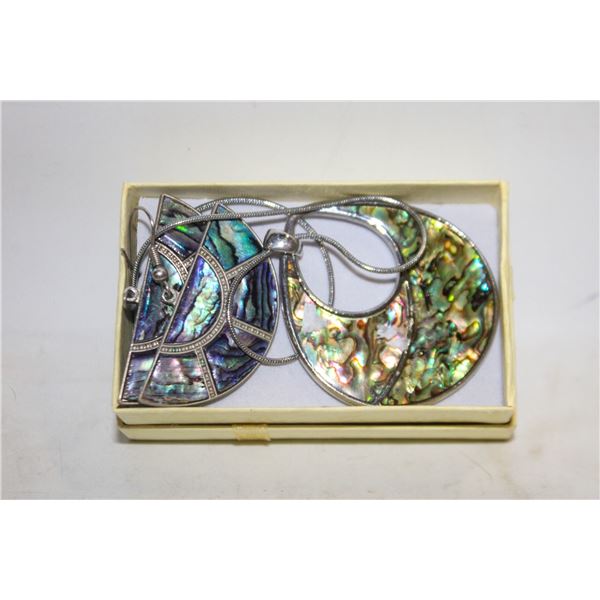 ABALONE INLAID NECKLACE & EARRINGS IN BOX