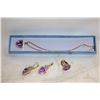 Image 1 : PURPLE HEART NECKLACE/RING/EARRING SET