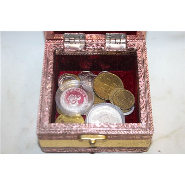 ESTATE COIN/TOLENS IN EMBOSSED TREASURE
