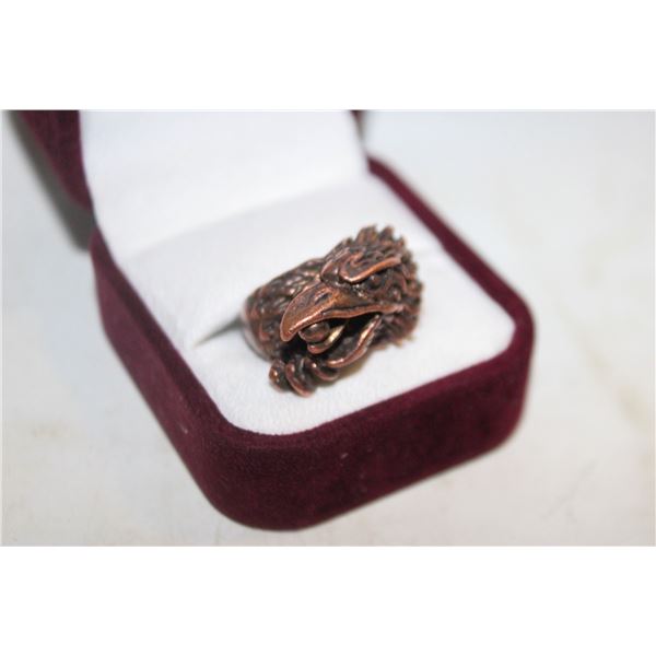 ESTATE COPPER MENS EAGLE RING IN BOX