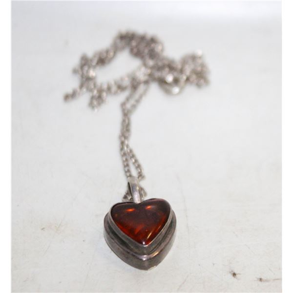 6.9 GRAM 925 SILVER AMBER HEART PENDANT