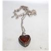 Image 1 : 6.9 GRAM 925 SILVER AMBER HEART PENDANT