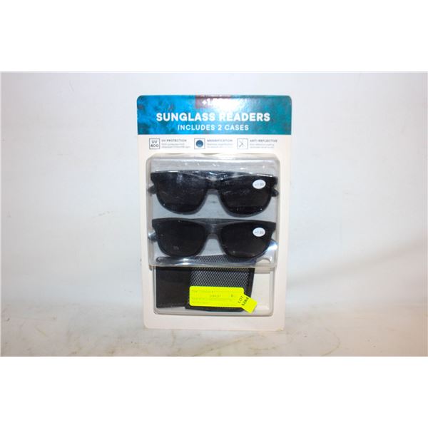 NEW SUNGLASS READERS 2 PK +1.50 WITH CASES