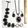 Image 1 : 1) SET OF OVAL BLACK ONYX DROP EARRINGS