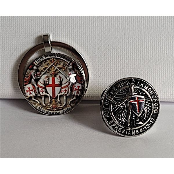 16)  SET OF KNIGHT'S TEMPLAR KEY RING & SIZE