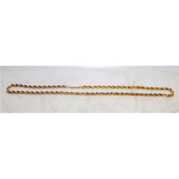 GOLD TONE ROPE CHAIN  20 INCHES WITH GIFT BOX.