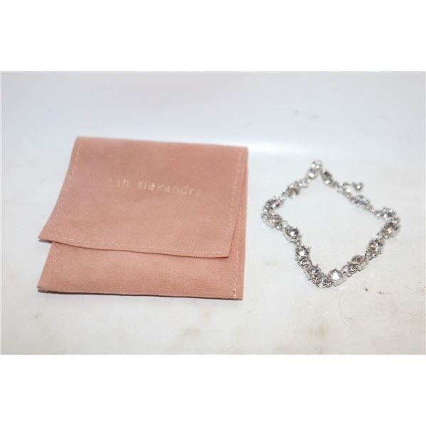 SILVER-TONE CRYSTAL TENNIS BRACELET 7 INCHES