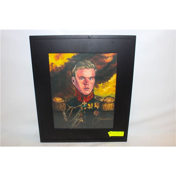 FRAMED PRINT OF A PAINTING OF NHL PLAYER