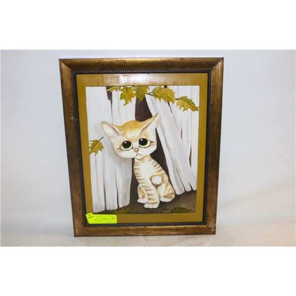 OIL PAINTING FRAMED, SIGNED, DISNEY KITTEN