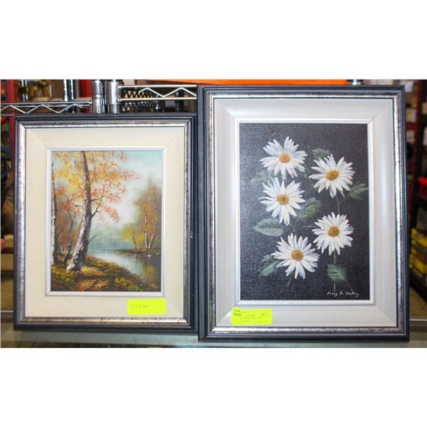 TWO OIL PAINTING FRAMED, SIGNED, 17X14 &