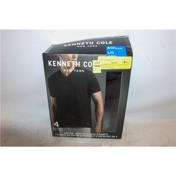 4PK KENNETH COLE LARGE V NECK T-SHIRTS BLACK