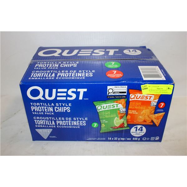 NEW W BOX 14 X 32G QUEST TORTILLA STYLE PROTEIN CH