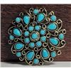 Image 1 : 15)  SILVER TONE WITH TURQUOISE ROUND
