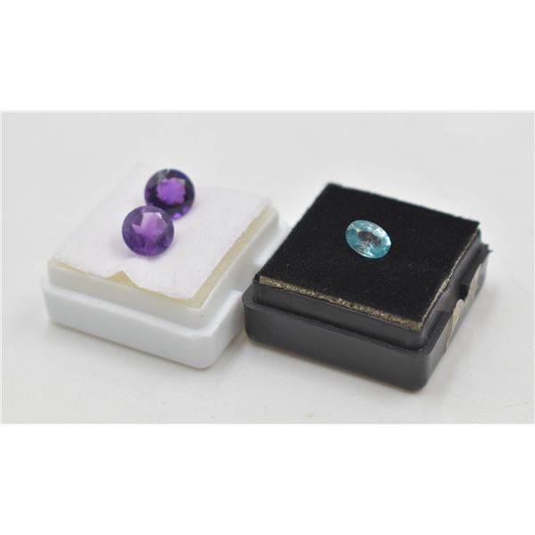 #254-NATURAL AMETHYST 3.50CT & BLUE ZIRCON 1.22CT