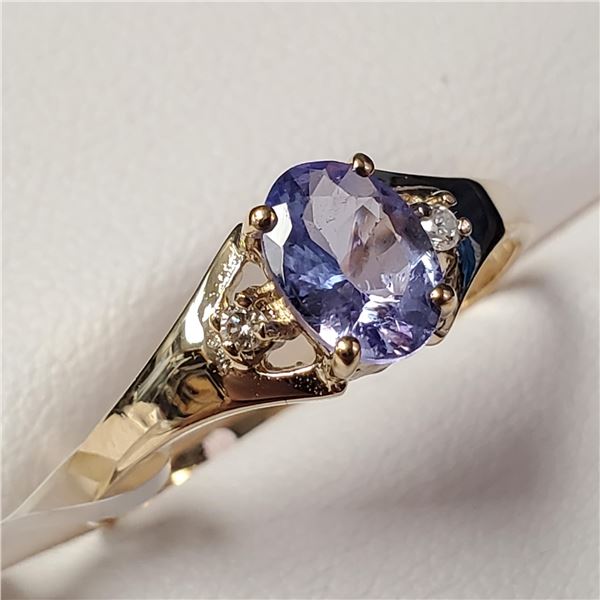 10K YELLOW GOLD TANZANITE(0.9CT) DIAMOND(0.02CT)