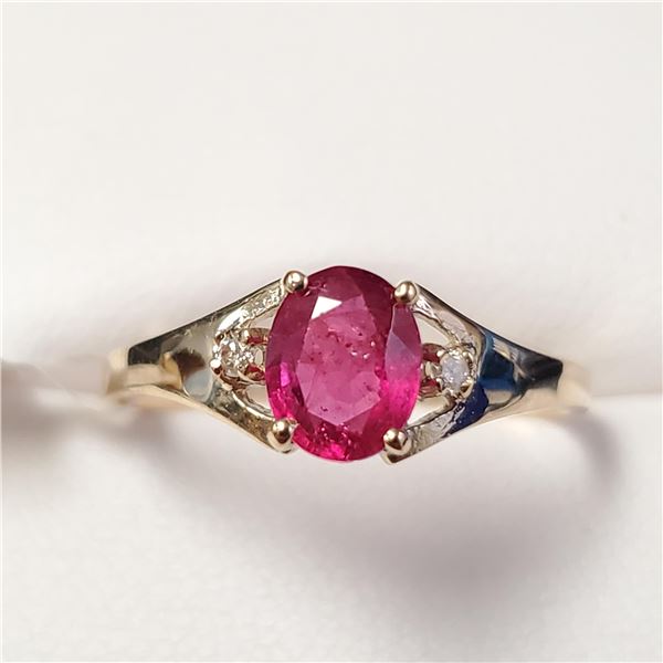 10K YELLOW GOLD RUBY(1CT) DIAMOND(0.02CT)